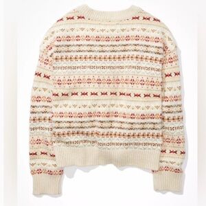 American Eagle Outfitters Cream and Red Patterned Sweater